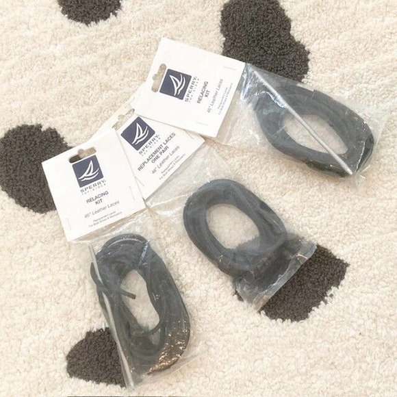 NWT Lot Sperry Black Navy Blue Leather Shoe Laces Replacement Kit Boat Shoes - Picture 1 of 6